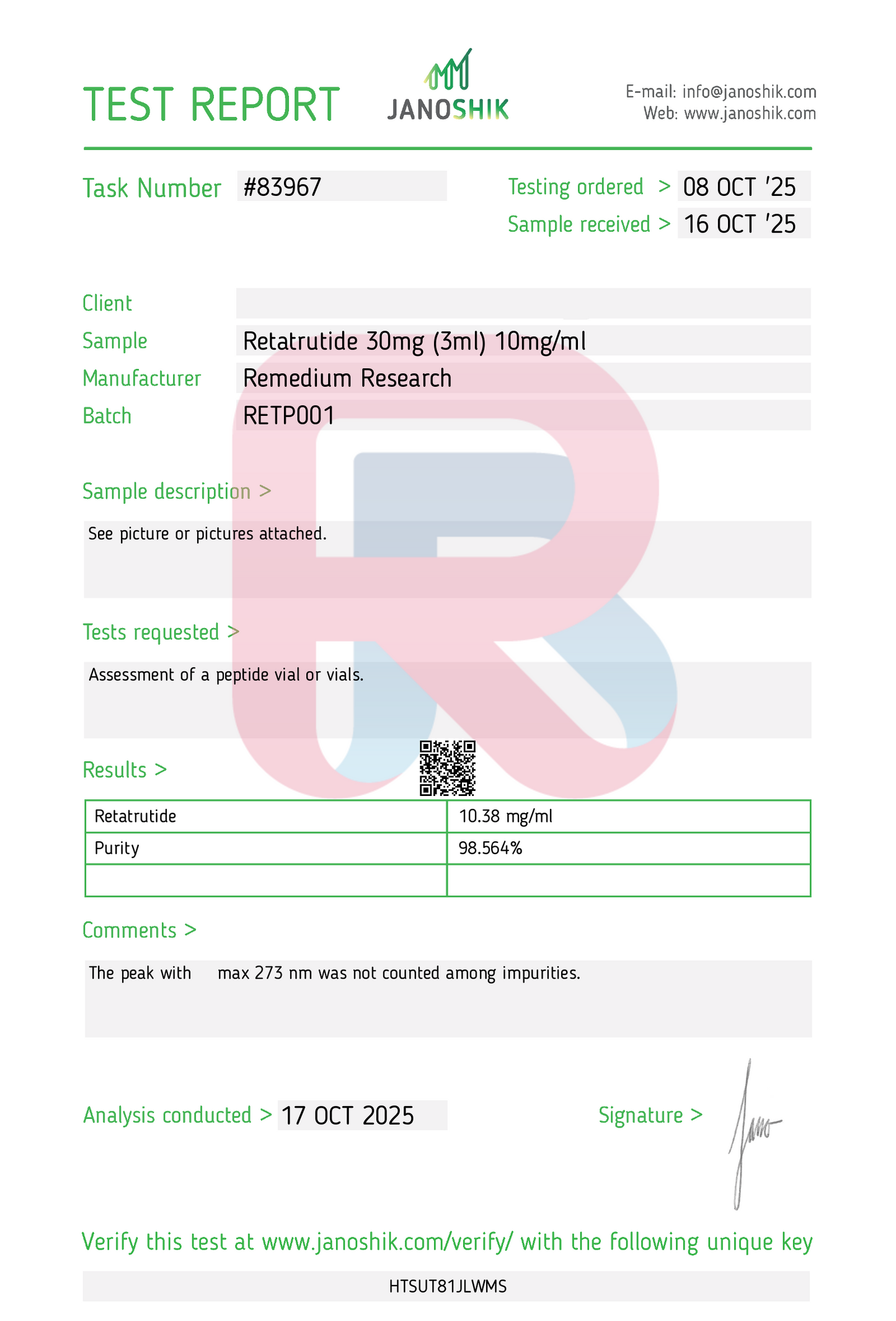 REMEDIUM RESEARCH RETATRUTIDE PEN 30MG