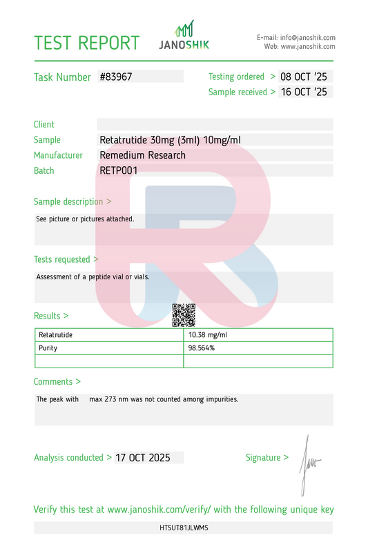 REMEDIUM RESEARCH RETATRUTIDE PEN 30MG
