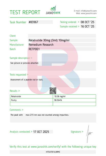 REMEDIUM RESEARCH RETATRUTIDE PEN 30MG